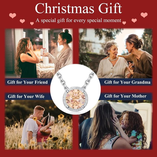 Thumbnail 6 de Qings dainty birthstone necklaces in 925 sterling silver – round-cut single-gem pendant