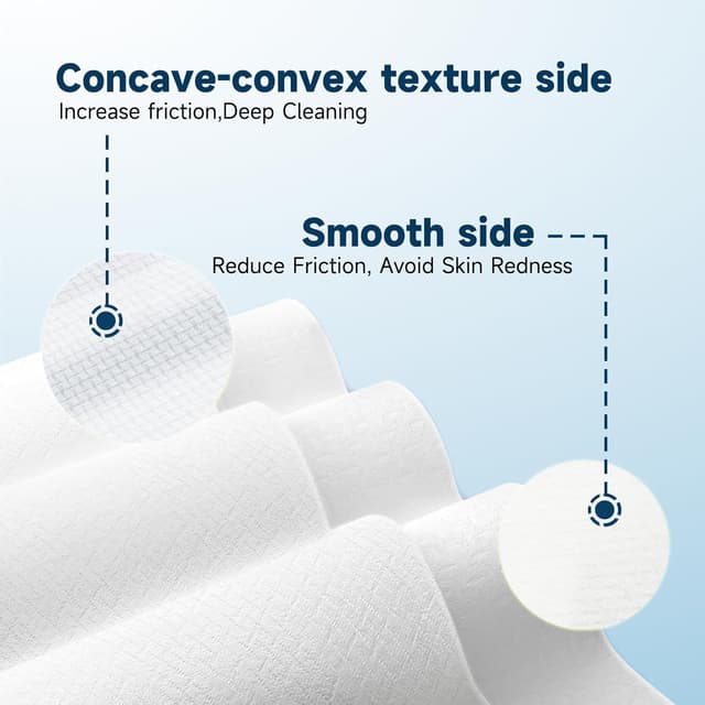 Detalle de HMTM Face Towels Disposable Towelettes (10x12 Inch, 50 Count) — Extra Thick & Soft for Makeup Removal & Cleansing