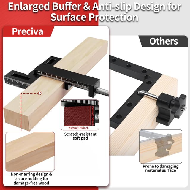 Detalle de Preciva bloc de positionnement à 90° noir pour serre-joint d’angle – 4 ensembles (10 cm)