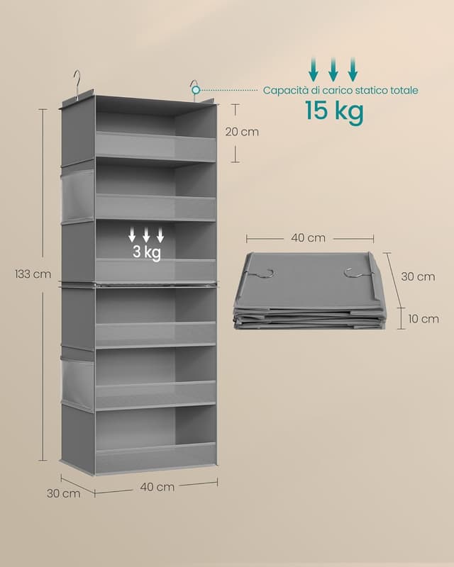 Detalle de SONGMICS RCH008G01 organizer armadio da appendere 2 set