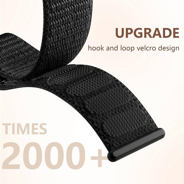 Detalle de CeMiKa Nylon Loop Strap for Apple Watch (Black) – breathable sports nylon for 46mm/42mm/44mm/45mm/49mm