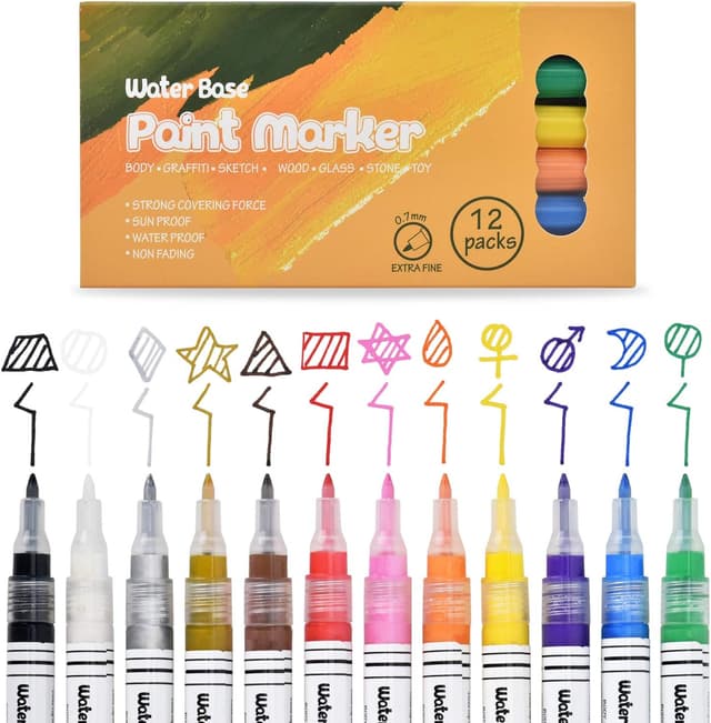 Thumbnail 6 de DealKits 5x Weiße Acrylstifte – deckende Acrylic Marker Brush Pen für Holz, Glas, Papier & Stein