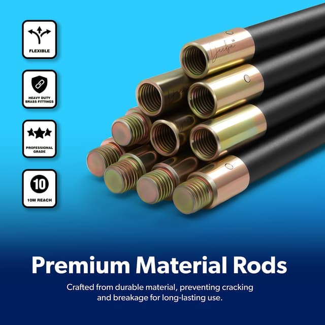 Detalle de Deeba UK 10m Drain Rod Kit with Heavy-Duty Gloves & Carry Bag – Flexible Drain Cleaner