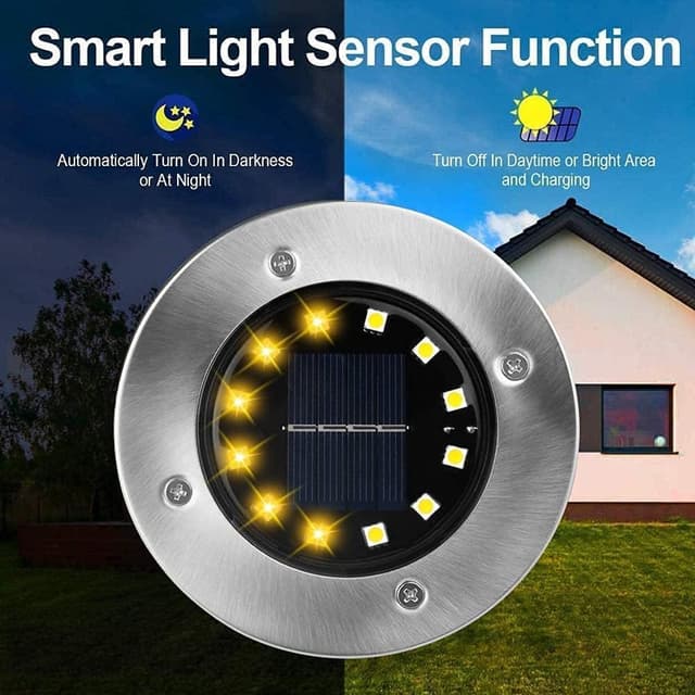 Detalle 2 de Bzavor 12 LED Solar-Bodenleuchten IP65