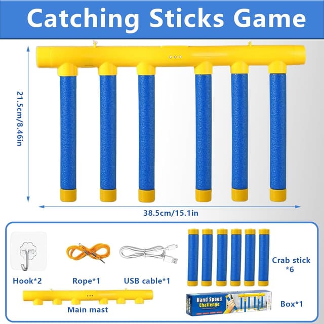 Detalle de Jastown Reaction Training Toy with Falling Sticks – hand-eye coordination capture game for kids and adults