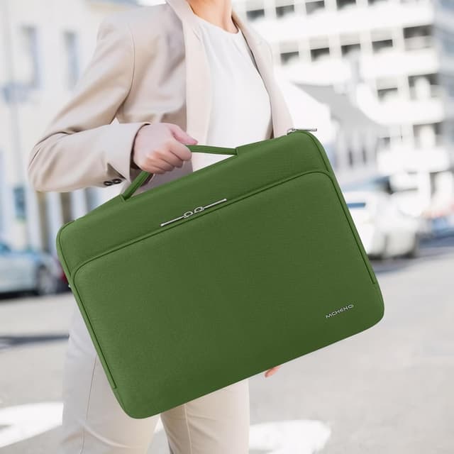Detalle de MCHENG Laptoptasche für 14 Zoll mit Rundum-Schutz, ausziehbarem Tragegriff und wasserabweisendem Material (grün)