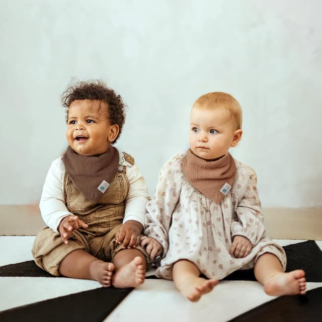 Detalle de lulumoon Baby-Lätzchen Dreieckstuch aus Musselin & Frottee – für Jungen und Mädchen