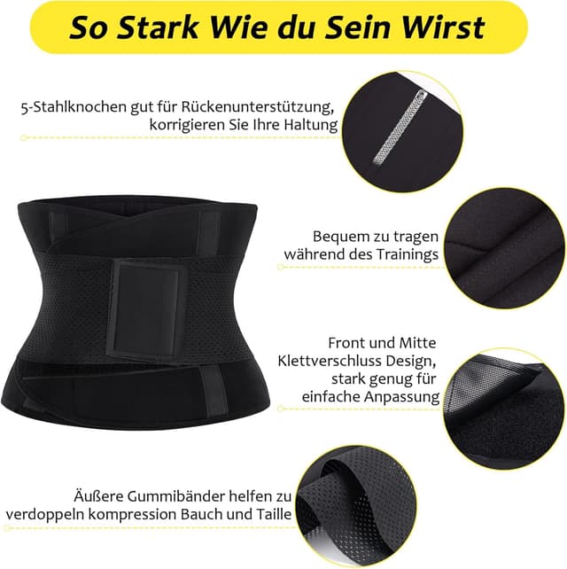 Detalle de Junlan Cintura Addominale Corsetto da Donna in Neoprene per la Sudorazione e Supporto Lombare