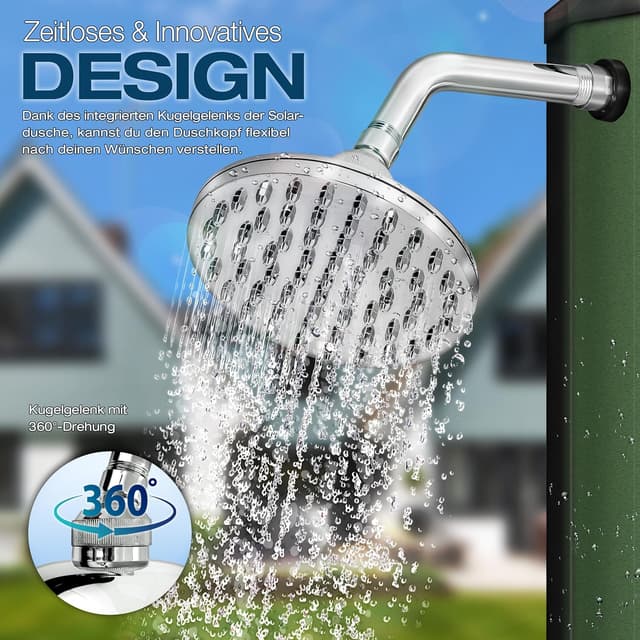 Detalle de tillvex Solardusche 35 Liter inkl. Abdeckung – warmes Wasser ohne Stromanschluss