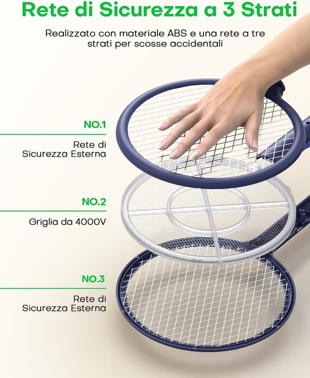 Thumbnail 6 de AROEVE Racchetta Zanzare Elettrica 4000V, 1200mAh