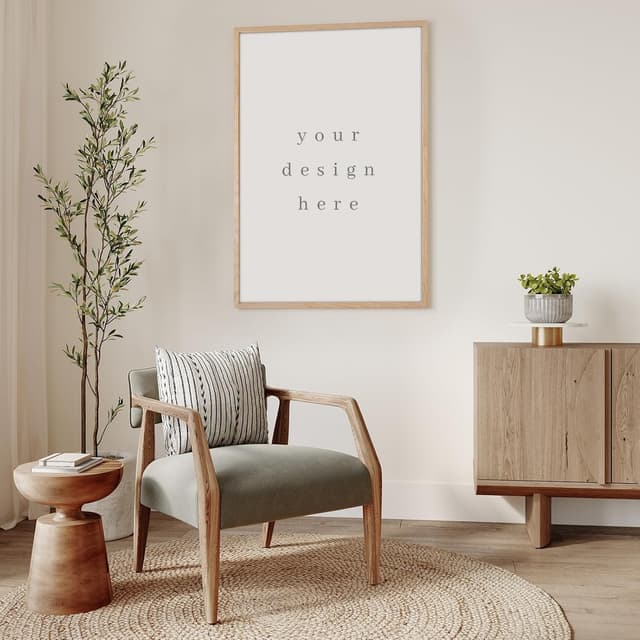 Detalle 2 de puthiac 18x24 Solid Oak Wood Picture Frame (No Mat) with Plexi Front, Vertical or Horizontal