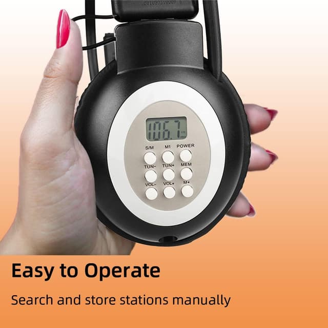 Detalle de Retekess TR101 FM-Kopfhörer mit Radio & AUX-Eingang – für Schule, Meetings und unterwegs