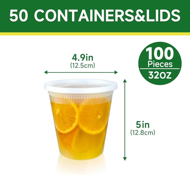 Detalle 2 de Dealusy 32 oz Deli Containers 50-Pack 🥣