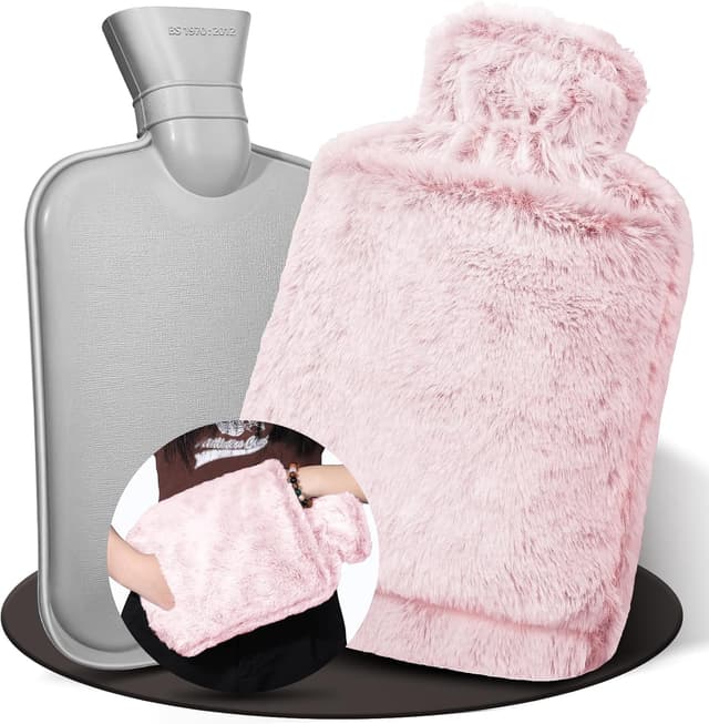 Detalle de HAOCEE Wärmflasche mit Bezug (2 l) im Känguru-Taschen-Design – rosa