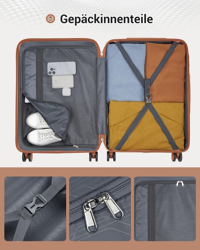 Thumbnail 6 de KONO Hartschalenkoffer 76,5 x 50,5 x 29 cm (94 l) mit 4 Rollen und Zahlenschloss – für Familien und Paare