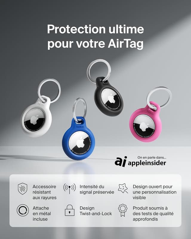 Detalle 2 de Belkin Étui AirTag avec Attache Métal Blanc
