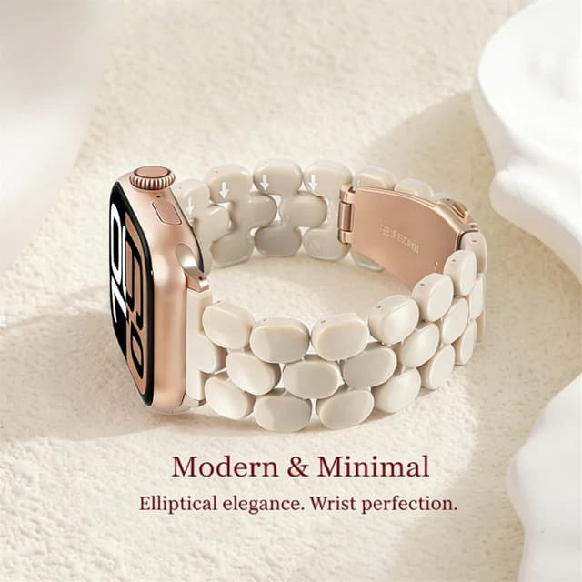 Detalle 2 de V-MORO Cute Resin Band for Apple Watch (SE-Oatmeal) — 38mm, 40mm, 41mm, 42mm