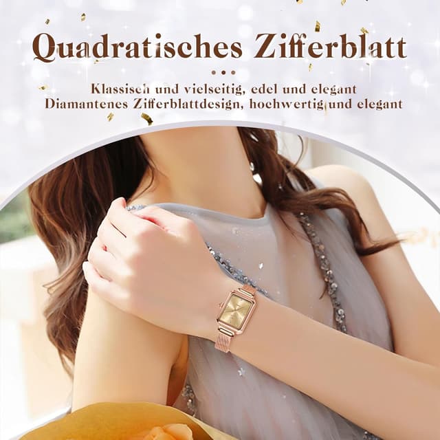 Detalle 2 de Taxau Damenarmbanduhr mit Quarzwerk, Edelstahl und römischen Ziffern – bis 30 m wasserdicht