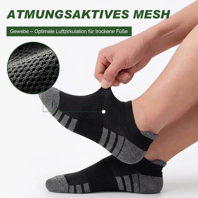 Detalle de Chaussettes de sport respirantes Quoboquo en coton (homme) – courtes, antidérapantes et confortables