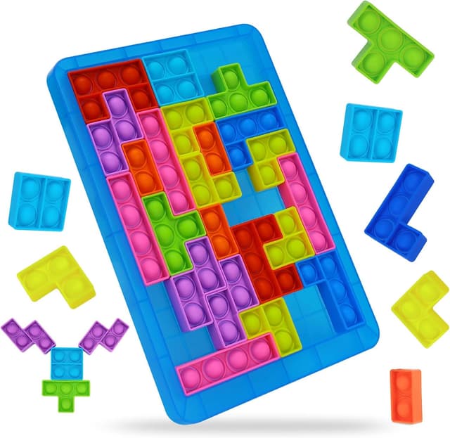 Detalle de Silicone Sensory Fidget Toys Tetris-Style Pop It Puzzle for Kids & Adults (Anti-Stress Squeeze Toys)