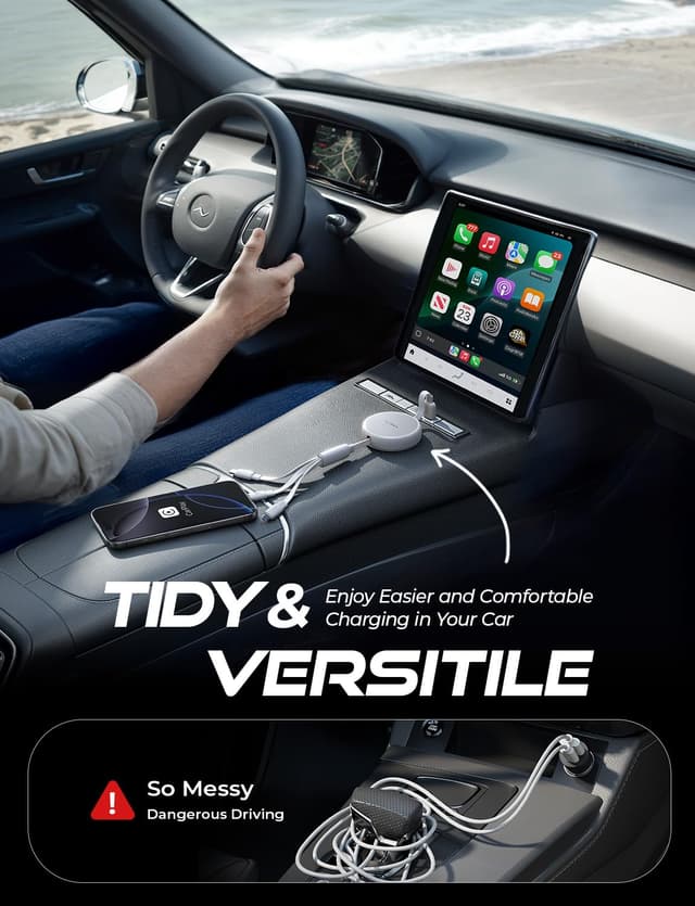 Detalle 2 de LISEN Multi Charger Cable (Retractable USB-C to USB) 3-in-1 for Lightning, Micro-USB and USB-C devices