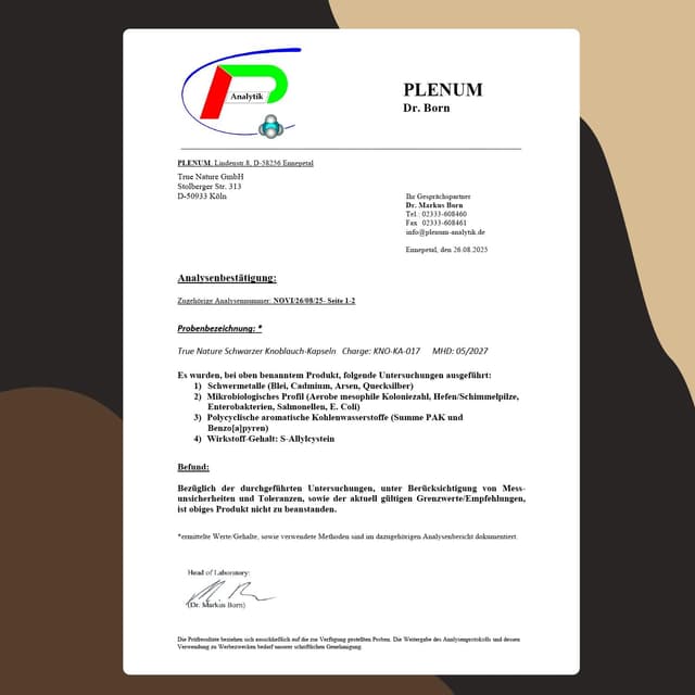 Thumbnail 6 de True Nature Schwarzer Knoblauch Extrakt (15:1) mit S-Allylcystein (SAC) – 360 Kapseln für ca. 6 Monate