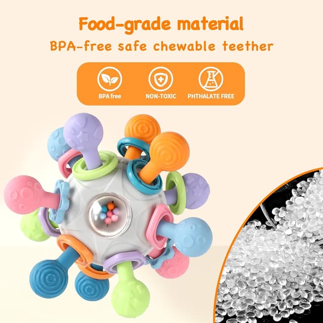 Detalle 2 de Grabbing Ball Baby Toy silicone teether for 3–18 months