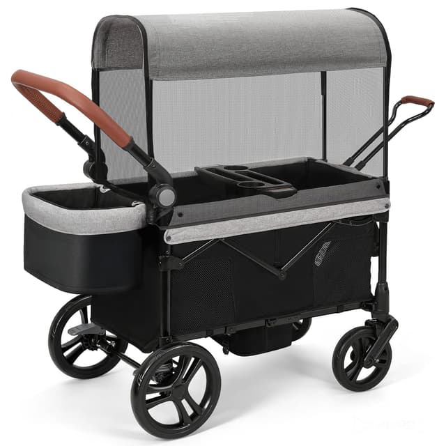 Detalle de ELEMARA All-Terrain Stroller Wagon for 2 Kids (Foldable, Mosquito Net, Adjustable Push/Pull Handle)