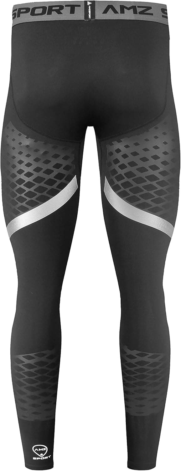 Detalle de AMZSPORT Pantaloni sportivi a compressione da uomo: leggings da palestra a asciugatura rapida