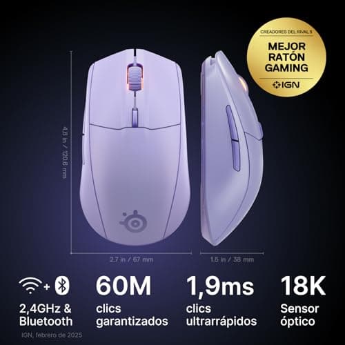 Detalle 2 de SteelSeries Rival 3 Wireless Gen 2 ratón gaming 18.000 dpi