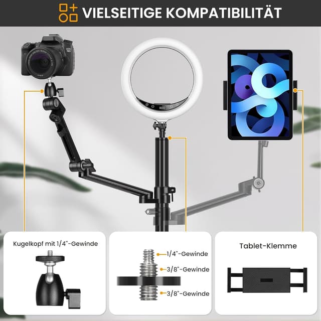 Detalle de TARION Tischstativ Kamera Tischhalterung mit Klemmstativ, flexibler Gelenkarm & Tablet-Klemme (Titanrig Lite Z)