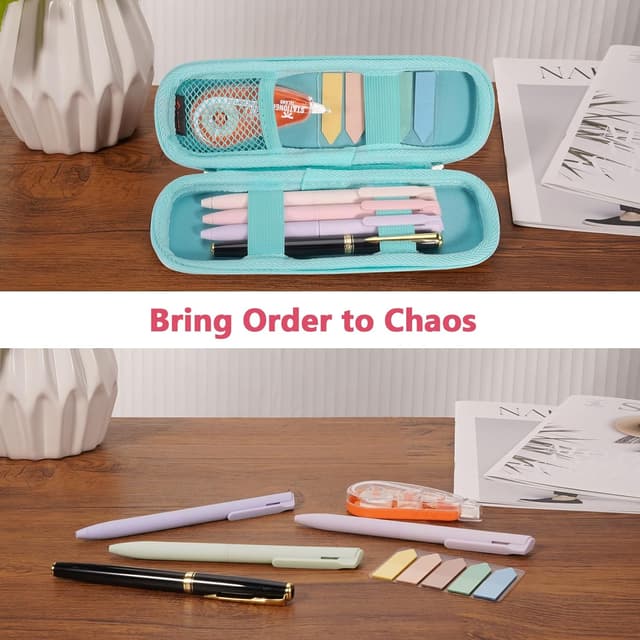 Detalle 2 de Trousse scolaire FINPAC en EVA zippée compacte (bleu pailleté) — pour crayons et petits accessoires