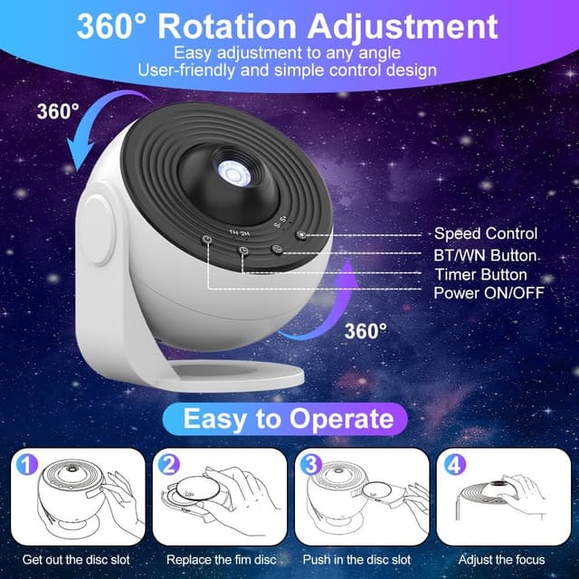 Thumbnail 2 de Adiwo Proyector de Cielo Estrellado 13 discos 🌌