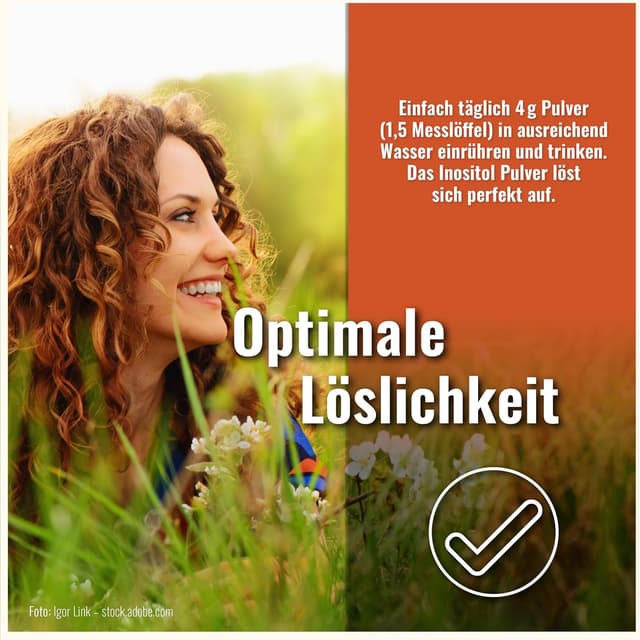 Detalle de CDF Sports & Health Solutions Inositol + Pulver (Myo Inositol) – 300 g, 4 g Myo-Inositol pro Tagesdosis