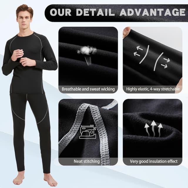 Detalle de Set intimo termico uomo ZDQ: intimo invernale funzionale e traspirante, taglie S-XXL