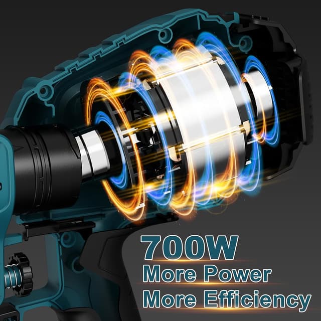 Detalle 2 de GLORITY Pistolet à Peinture HVLP 700W (1200 ml) : pulvérisateur électrique à débit réglable, 4 buses et 3 modes