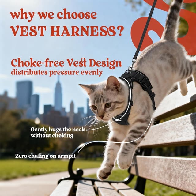 Detalle de rabbitgoo XS cat harness and leash, reflective 🐱