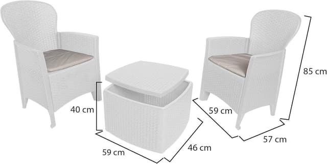 Thumbnail 6 de Set salotto da esterno Napoli di Dmora: 2 poltrone + tavolino contenitore effetto rattan bianco