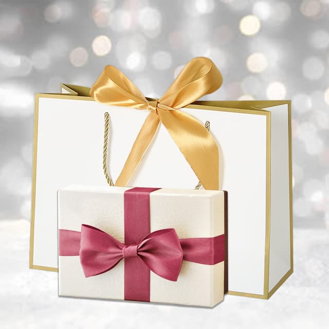 Detalle de TACHIO 10 Pack luxury gift bags with golden bow ribbon (white), 32x25x10cm