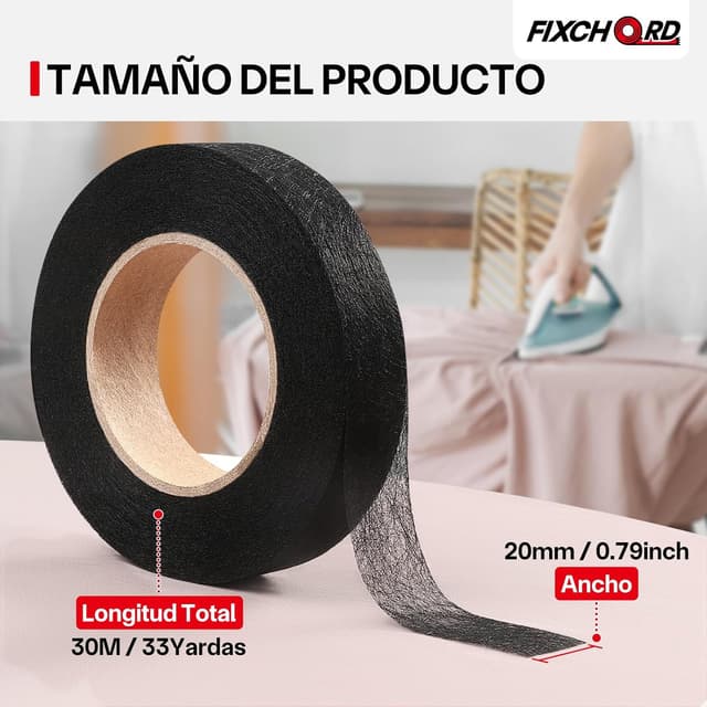 Thumbnail 1 de FIXCHORD Cinta Termoadhesiva Negra, Fácil de Usar