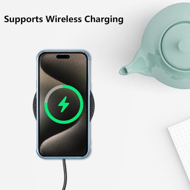 Detalle 2 de ZTOFERA iPhone 13 Pro Max 6.7-inch Case with Love Heart Plating Edge Camera Protection (Blue)