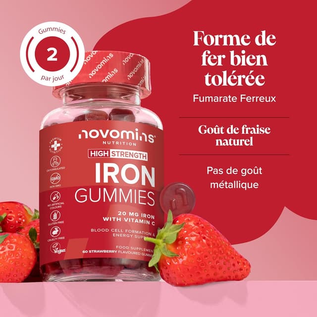 Detalle de Gommes Fer Novomins 60 gommes, vitamine C