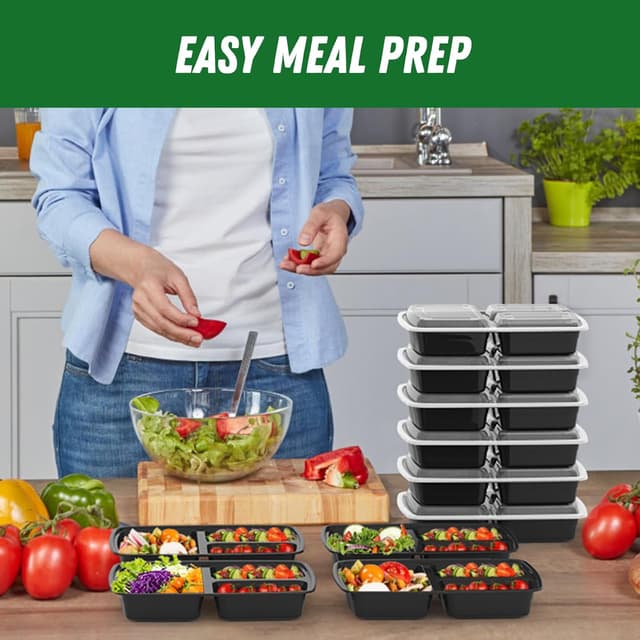 Thumbnail 5 de Dealusy 32 oz 3-Compartment Meal Prep Containers