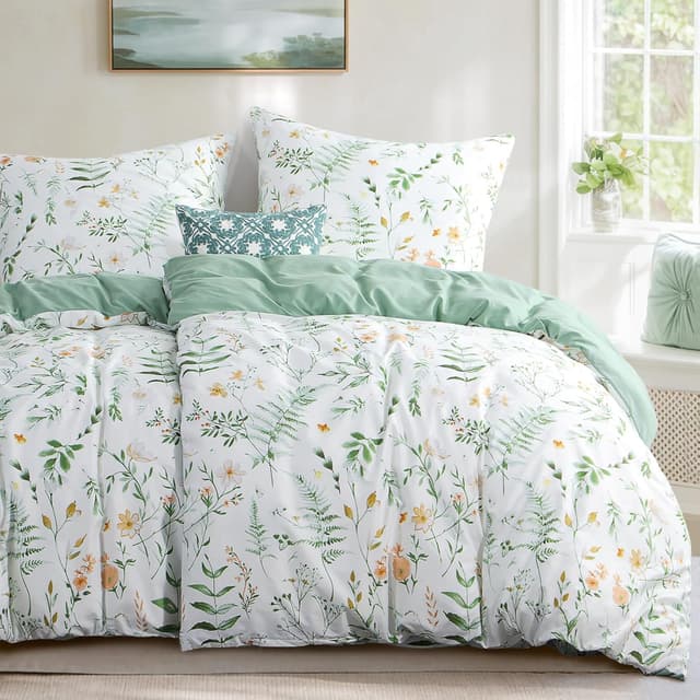 Imagen de Aisbo Bettwäsche 135x200 4teilig Blumen Grün en OfertitasTOP