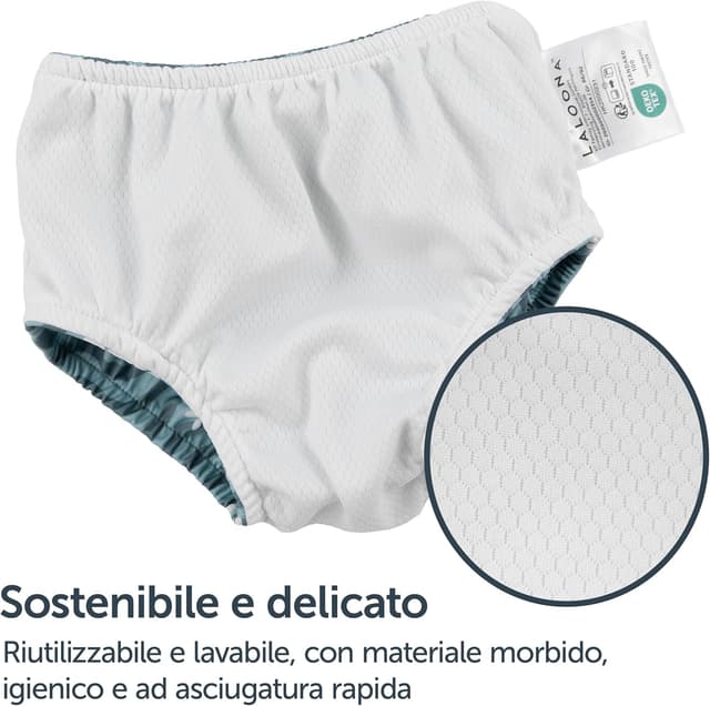 Detalle 1 de LaLoona Pannolino Piscina Riutilizzabile 18-24 mesi Verde con Granchio (certificato OEKO-TEX)