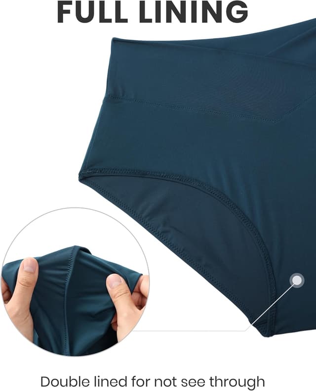 Detalle de CRZ YOGA V-bikini bottom donna a vita alta con taglio a V e copertura totale