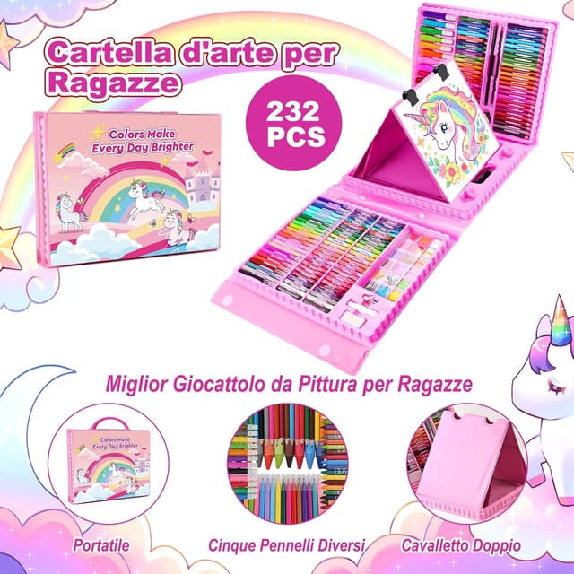 Thumbnail 2 de GOLDGE 230 pezzi valigetta colori per bambini con tavolo da disegno, kit creativo per 4-12 anni (unicorn)