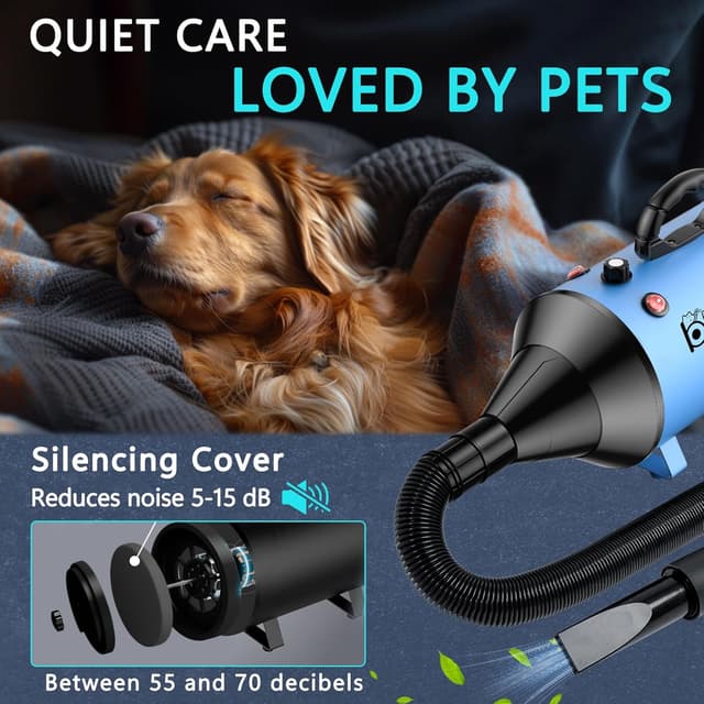 Detalle 2 de Blanlody Dog Hair Dryer Blaster 3800W Pet Grooming Hair Dryer with 4 Nozzles