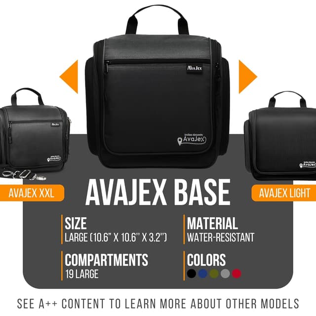 Detalle 2 de Men & Women Travel Toiletry Bag with 19 Compartments (10.6”x10.6”x3.2”) Waterproof Lining and Metal Swivel Hook