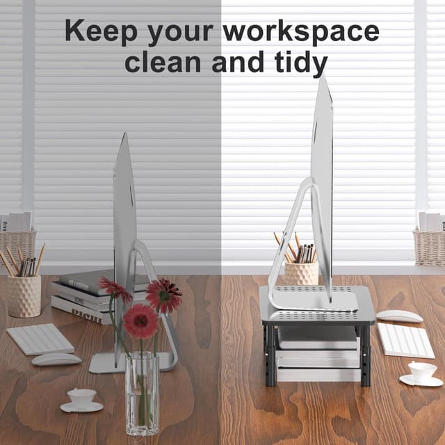 Detalle 2 de suptek Supporto per Monitor Rialzo da Tavolo Nero, ergonomico e regolabile in altezza